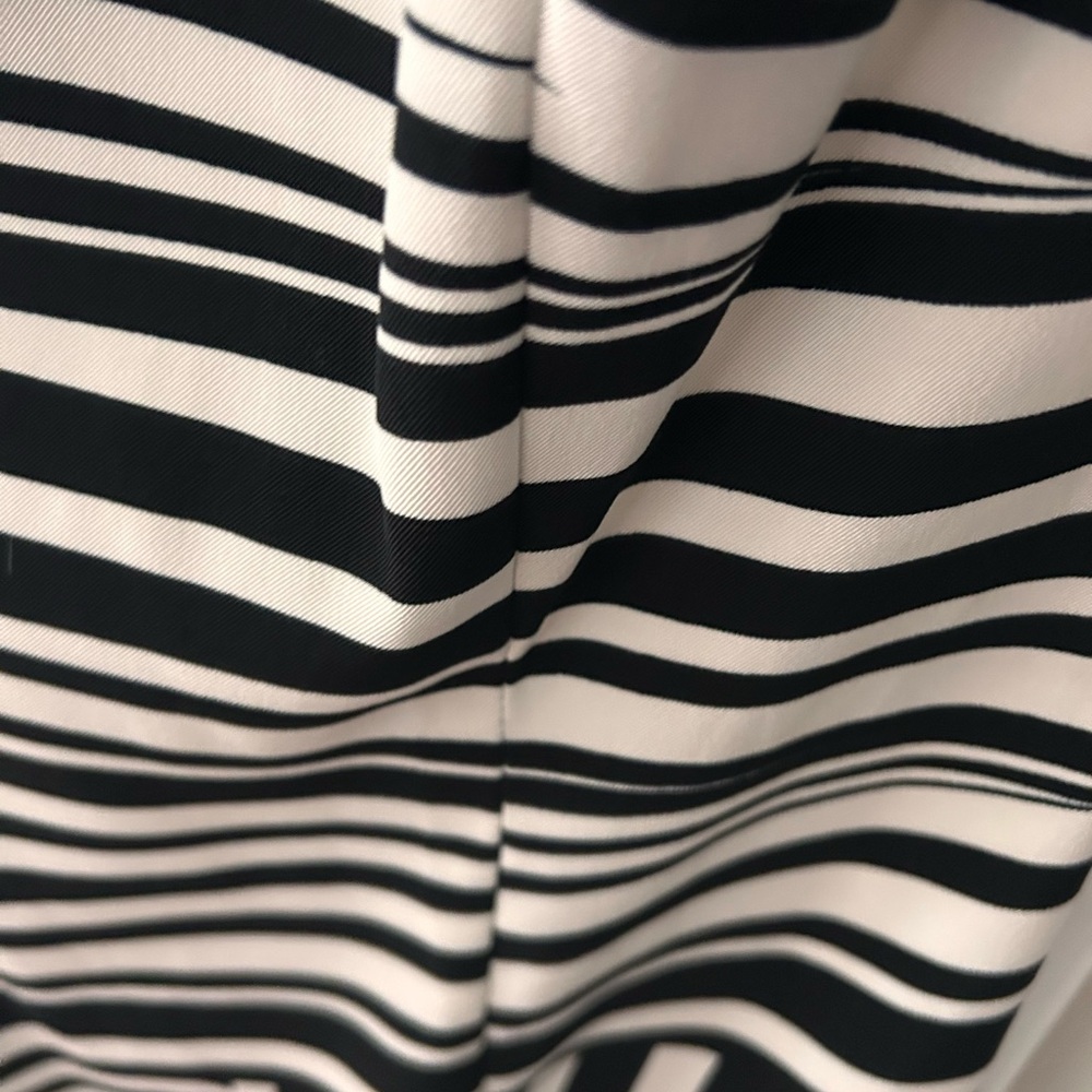AB Studio Women's Zebra Stripe Mini Dress, Cap Sleeves w/ Zipper Back, Tailored - Picture 6 of 8